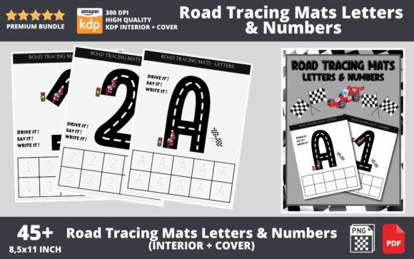 Road Tracing Mats Numbers and Letters Illustration Intérieurs KDP Par FrDesigner