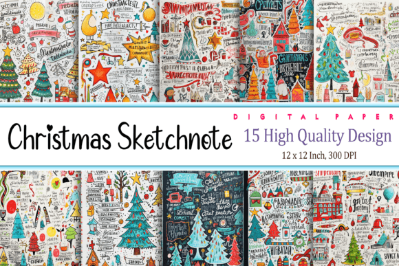 Vintage Christmas Sketchnote Graphic Backgrounds By Pro Designer Team