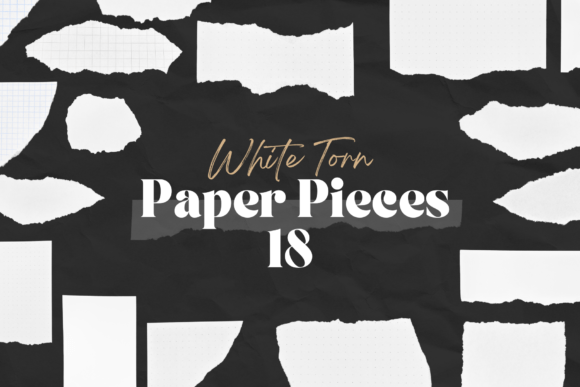 18 White Torn Paper Pieces Graphic Objects By Ksuview