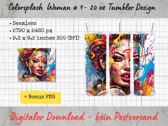 Colorsplash Woman # 1 - 20oz Tumbler Grafika Ilustracje AI Przez Thomas Mayer