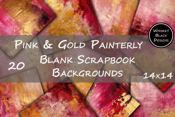 Pink & Gold Painterly Backgrounds Grafika Tła Przez Whiskey Black Designs