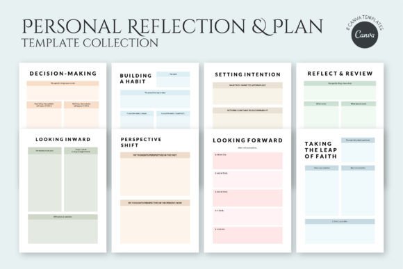 Reflection & Plan CANVA Template Set Graphic Print Templates By artflorara