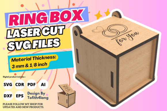 Ring Box, Gift Box, SVG, Laser Cut Files Gráfico SVG 3D Por tofigh4lang