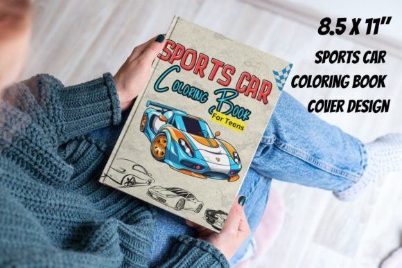 Sports Car Coloring Book Cover Gráfico Modelos de Impressão Por rightpopgraphix