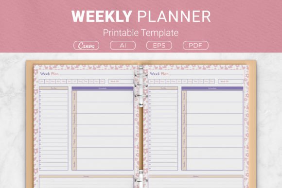 Weekly Planner Printable Template Afbeelding KDP-ontwerpen Door JUNDI
