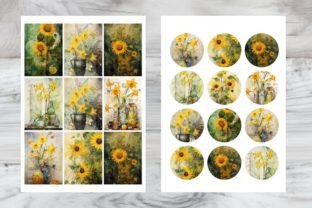 Yellow Flowers Journal Cards and Circles Illustration Illustrations AI Par Quirk Junk Journals 1