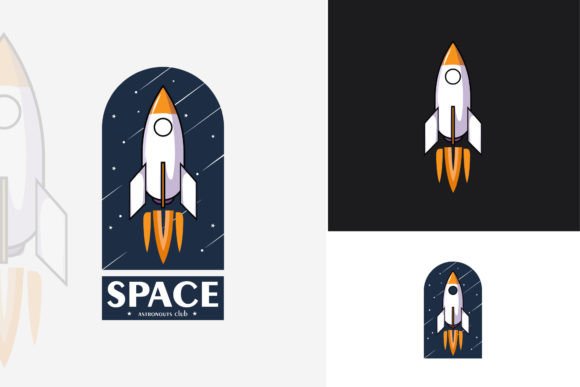 Rocket Logo Template Emblem Spaceship Gráfico Logos Por PyruosID