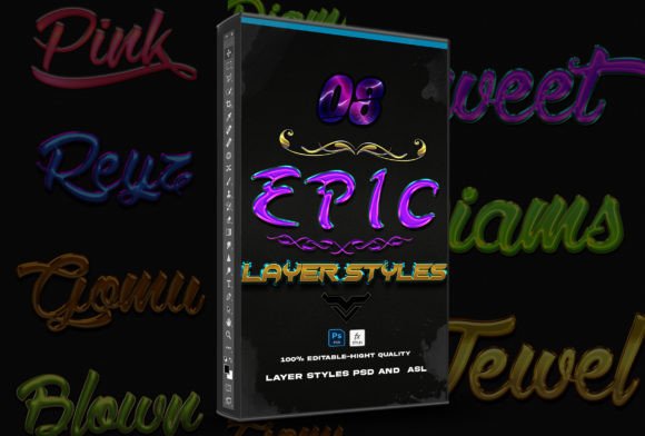 10 Epic Styles Text Effect Photoshop Graphic Layer Styles By One-touch