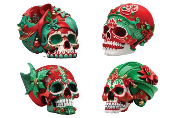 Christmas Skull Design Graphic Illustrations By Mousumebd