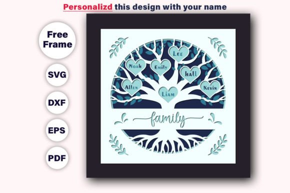 Customizable 3D FAMILY Tree Shadow Box Illustration SVG 3D Par SVG creation