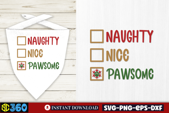 Naughty Nice Pawsome SVG Graphic Crafts By CraftArt