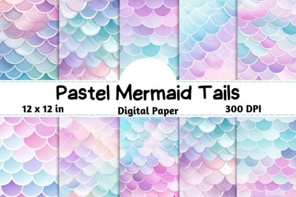 Pastel Mermaid Tail Background Gráfico Patrones de Papel Por Gloria Designed It