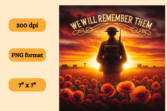 Remembrance WWI Soldier Poppy Field Graphic AI Illustrations By Crystal Charmz