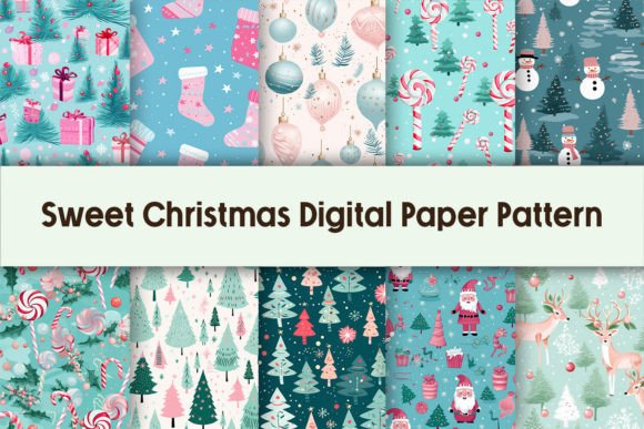 Sweet Christmas Digital Paper Pattern Graphic Crafts By Pamilah