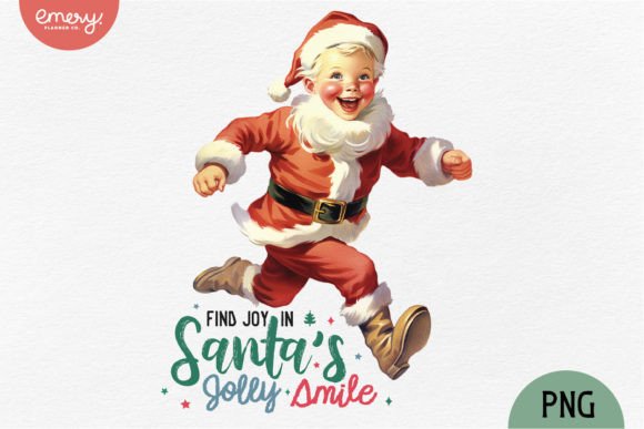 Vintage Christmas Santa Kid PNG Graphic Crafts By Emery Digital Studio