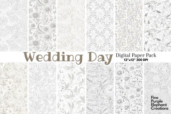 White Wedding Lace Floral Flourish Motif Grafika Papierowe Wzory Przez finepurpleelephant