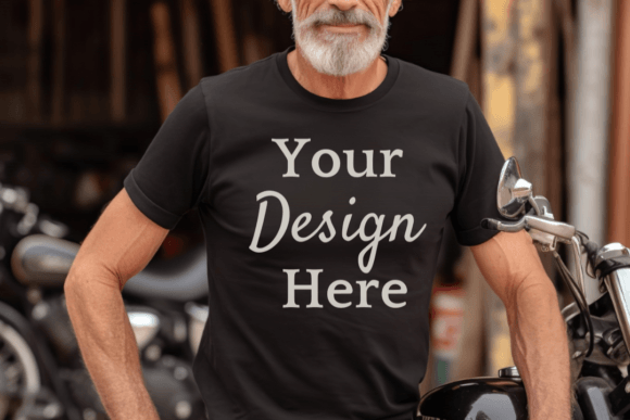 Black T-shirt Mockup - Grandpa Biker Graphic Product Mockups By Lara' s Designs