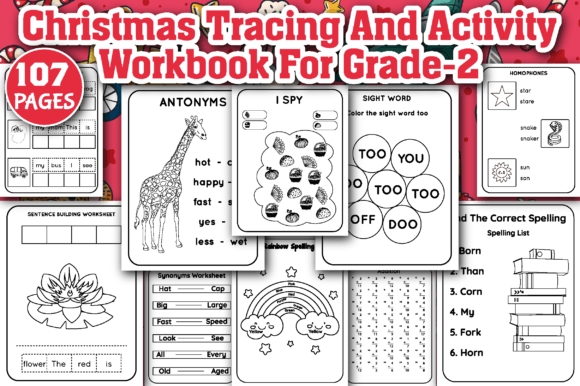 Christmas Tracing and Activity Workbook Gráfico Segundo curso Por Ministed Night