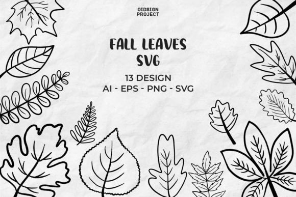 Fall Leaves Svg, Fall Leaf Svg Gráfico Ilustrações para Impressão Por qidsign project