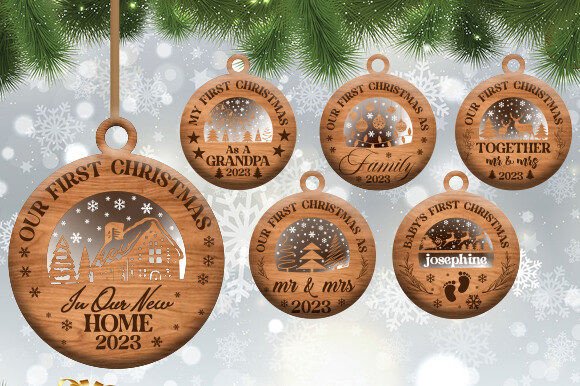 First Christmas 2023 Ornament SVG Bundle Graphic 3D SVG By RK-Tees