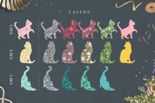 Layered Paper Cut Cats SVG / Layered Cat Gráfico Caja de Sombras 3D Por madtigerhere 2