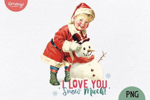 Vintage Christmas Santa Kid PNG Graphic Crafts By Emery Digital Studio