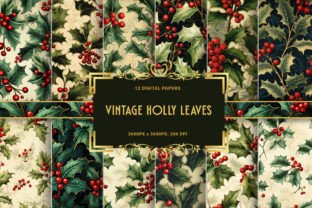 Vintage Holly Leaves: Classic Festive Graphic Backgrounds By Fun Digital 1