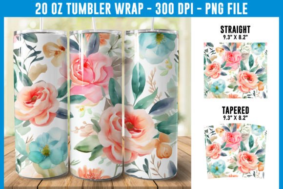 Watercolor Floral Tumbler Wrap Graphic Crafts By ART Fanatic
