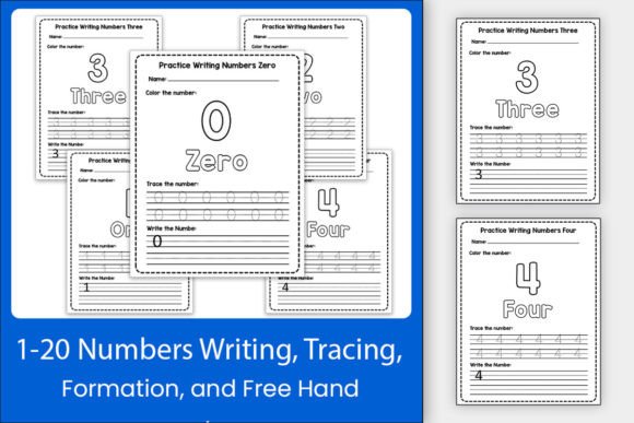 0-20 Number Writing Practice & Formation Graphic K By TheStudyKits