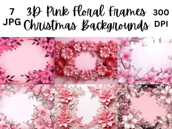 3D Pink Floral Frames Christmas Design Graphic Backgrounds By Creative River