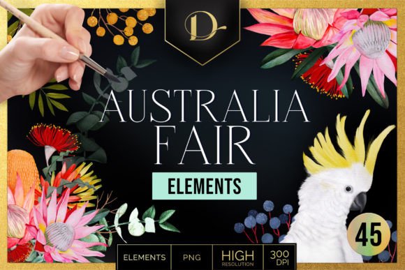 AUSTRALIA FAIR Elements Grafika Ilustracje do Druku Przez Dana Designs