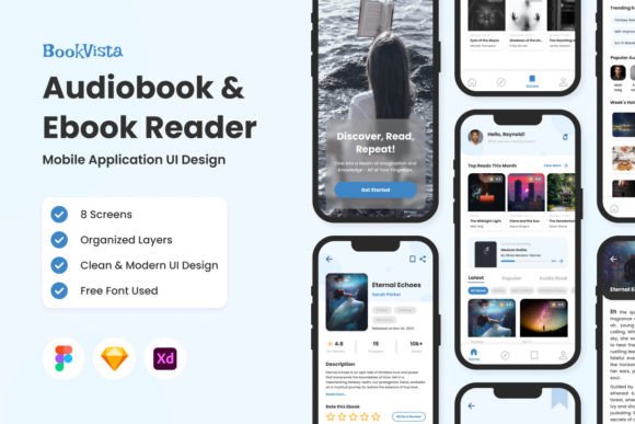 BookVista - Audiobook Ebook Reader Mobil Graphic UX and UI Kits By twinletter
