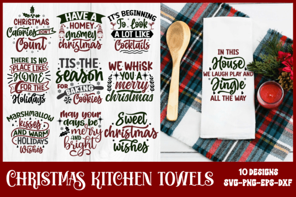 Christmas Kitchen Towels SVG Bundle Graphic Crafts By CraftArt