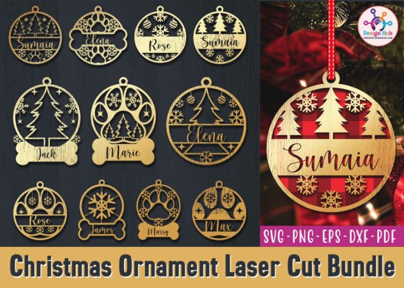 Christmas Ornament Laser Cut 3d Bundle Graphic 3D SVG By DesignHub103