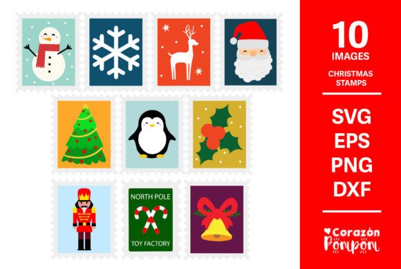Christmas Stamps SVG Afbeelding 3D-SVG Door Corazon Pompom