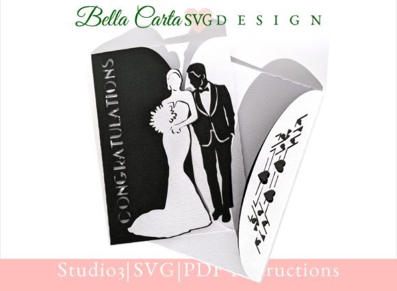 Elegant Wedding Card 3D SVG, DIY Invitat Gráfico SVG 3D Por Bella Carta Design