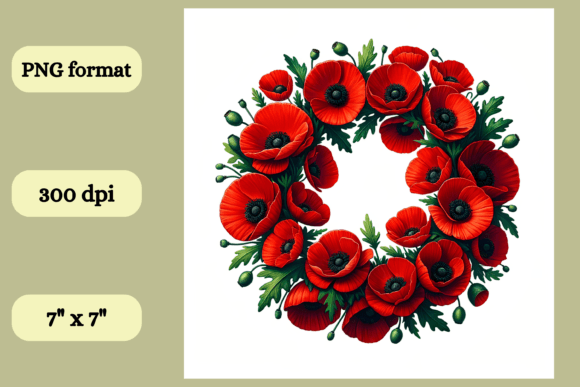 Red Poppy Remembrance Wreath Graphic Graphic AI Illustrations By Crystal Charmz