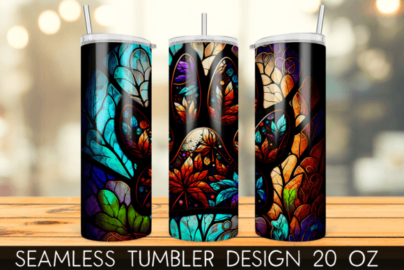 Stained Glass Paw Print Tumbler Wrap Graphic Print Templates By mragjaza