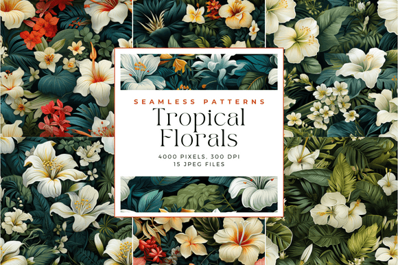 Tropical Florals Seamless Patterns Graphic Patterns By Cecily Arts
