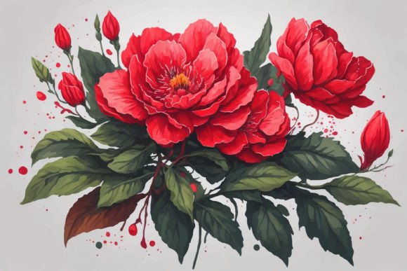 A Scarlet Flower Graphic AI Illustrations By Ariyan Store