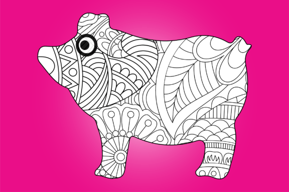 Abstract Pig for Adult Coloring Book. Graphic Coloring Pages & Books Adults By burhanflatillustration29