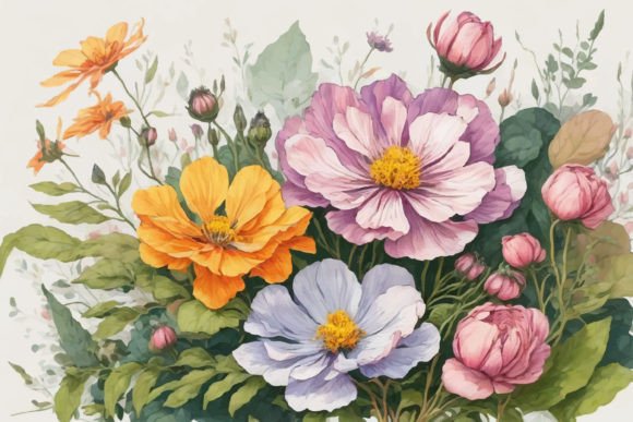Beautiful Wildflowers Illustration Illustrations AI Par Ariyan Store