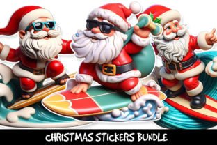 Santa Claus Surfing Christmas Stickers Graphic Crafts By PNKArt 3