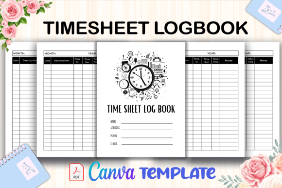 Timesheet Logbook Canva Template Graphic KDP Interiors By KDP Studio