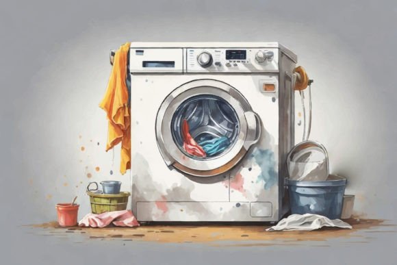 Washing Machine Watercolor Gráfico Ilustrações em IA Por Ariyan Store