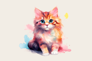 Watercolor Cute Cat Cliparts Graphic Crafts By Abdel designer 2