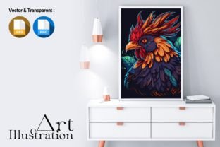A Colorful Rooster with Leaves Graphic Illustrations By ARUNA 2