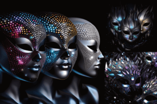 Dark Venetian and Carnival Mask Images Afbeelding Afdrukbare Illustraties Door Color Studio 5