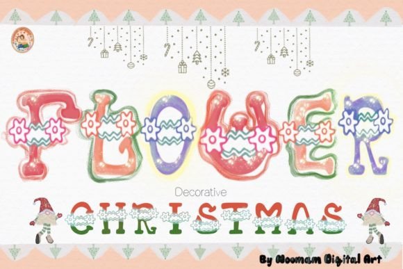 Flower Christmas Decorative Font By Noomam Happy digital Art
