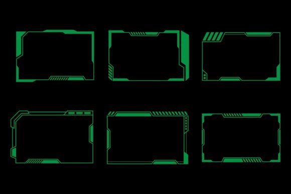 Set of Green Cyberpunk Frames Overlay Graphic Web Elements By Ozan ID